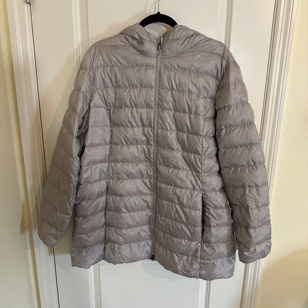 Eddie Bauer Jacket Womens 2XL Gray Cirruslite 650 Down Jacket Coat Parka